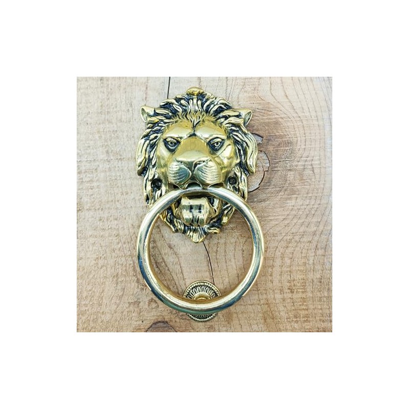 Anatolica Lions Head Door Knocker,7.1 inches,Solid Brass,Regency Period(Antique Brass)