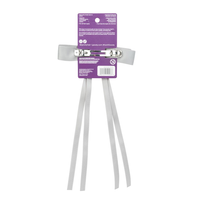 Double Bow Barrette Gray