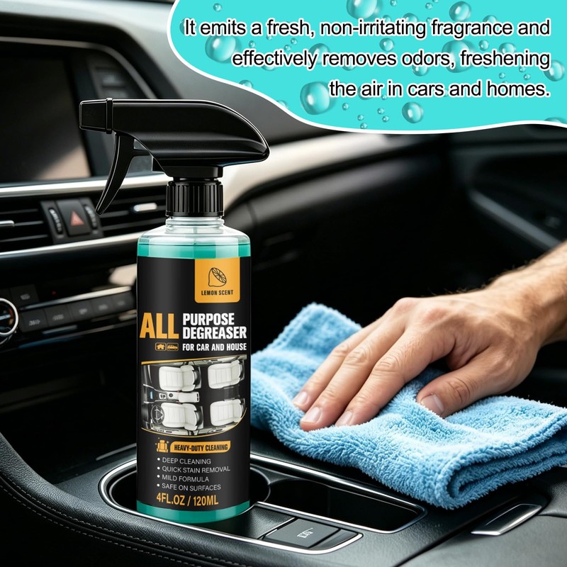 rexibuz 2Pcs All Purpose Degreaser for Car and House,Lemon Scent,Heavy-Duty