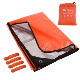 RedSwing Heavy Duty Survival Blanket, Waterproof Emergency Thermal Tarp, Multipurpose Reflective Insulated All Weather Blankets for Camping Hiking, Orange