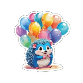 Cute Hedgehog with Colorful Balloons Decorative Sticker Decal. SUV, Van, Window, Bumper, Wall, Laptop, Tablet, Cup,Tumbler Or Any Smooth Surface