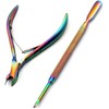 OdontoMed2011 Multi Titanium Rainbow Cuticle Nippers and Cuticle Pusher Manicure