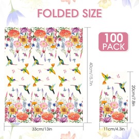100 Pcs Boho Vintage Flower Party Napkins Disposable Poppy Floral Guest Napkins Boho Watercolor Spring Decorative Botanical Hand Towel for Bathroom Wedding Bridal Shower