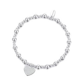 Philip Jones 21st Birthday Heart Charm Stretch Bracelet with Quote Gift Box