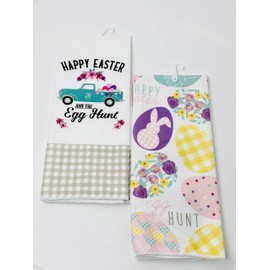 Easter Kitchen Towels Set of 2-Easter Funny Kitchen Dish Tea Towels 15”x24” for Drying Dishes-Best Housewarming Gift for Decorative Easter Funny Bunny and Wreath Hand Towels Bathroom