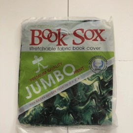 Book Sox Transitional  Green Swirl Stretch Fabric Book Sox Cover Jumbo Size