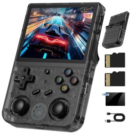 RG353VS - Consola de juegos de mano retro RG353VS sistema Linux, protector de visualización IPS de 3.5 pulgadas, tarjeta TF 64G, precarga 4452 juegos RK3566 consola de juegos de 64 bits, 5G WiFi/4.2