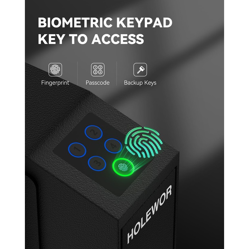 Gun Safe Biometric Pistol Safe Bedside Handgun Case, Slider Fingerprint