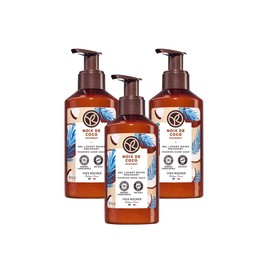 Yves Rocher kit Jabón para Manos con Aroma a Coco, Gel sin Sulfatos, para Todo Tipo de Piel, Fórmula Vegana, Incluye 3 piezas, 190 ml c/u