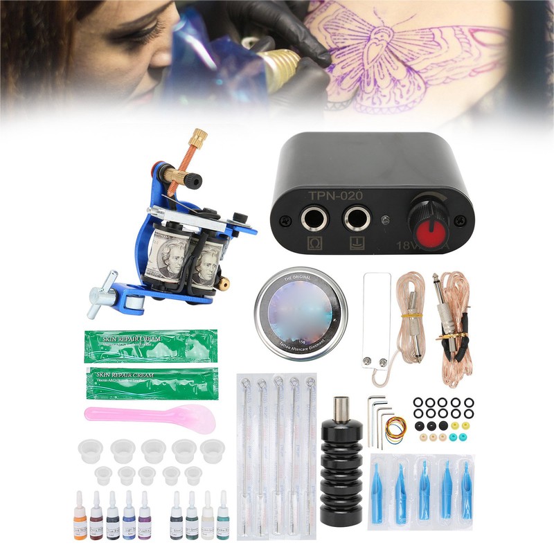 Complete Tattoo Kit Professional Tattoo Machine Kit Power Supply 9