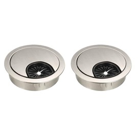 uxcell Cable Hole Cover, 2Inch/50mm Zinc Alloy Desk Wire Cord Cable Grommets Hole Cover for Office PC Desk Cable Cord Organizer, 2Pcs Wire Drawing Silver