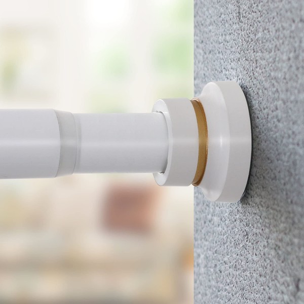 H.VERSAILTEX Spring Tension Curtain Rod Adjustable 48 to 80 Inch, 1 Inche Diameter Heavy Durty Room Divider Curtain Rod No Drilling Tension Curtain Rod for Closets, Cupboard, Kitchen, White