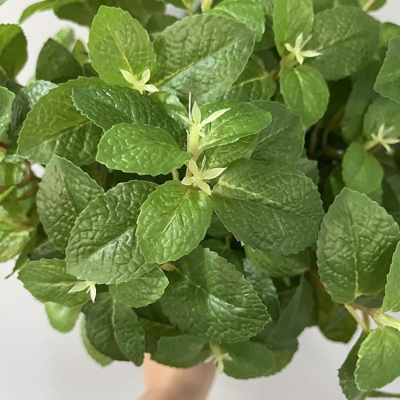 3Pcs Mint Leaves Artificial Greenery Stem 21.6In Green Fake Leaves