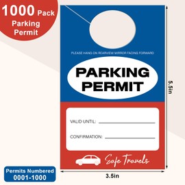 Motiskyy 1000 Pcs Parking Permit Hang Tags Hotel Car Parking Pass Permit Cards Bulk for Hotels Car Rear View Mirror, 3.5 x 5.5 Inch