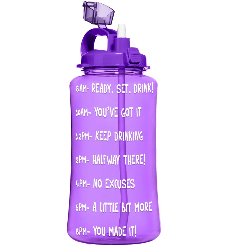 NatureWorks HydroMATE 3 Liter Motivational Water Bottle 100oz Neon Purple