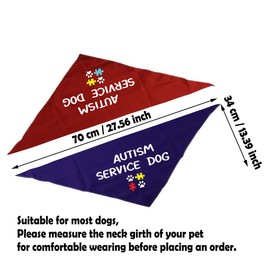 2 Pack Autism Service Dog Dog Bandanas Dog Bandana Autism Gift Rescue Dog Bandanas (Autism Service Dog 2 Pack)
