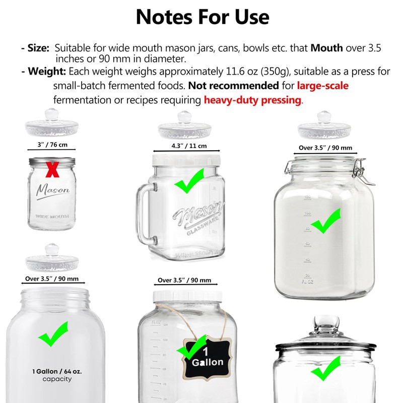 Fermentation Weights for Large Wide Mouth Gallon Mason Pickling Canning