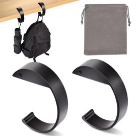 QWLWBU 2PCS C Shape Purse Hook for Table Handbag Hanger for Desk Desk Purse Table Hook Heavy Duty Purse Hook Floding Bag Holder Alloy Materials Hanger Suitable for All Bag Types (Color:Black)