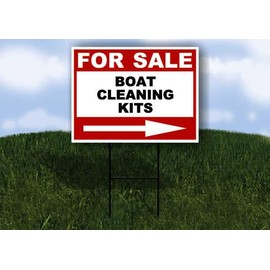 BOAT CLEANING KITS For Sale White Red Black Right Arrow 1 Single Sided 18x24 in Yard Road Sign w/Stand