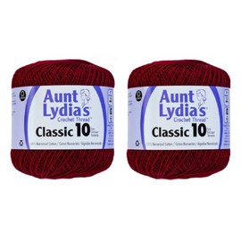 Coats Crochet Aunt Lydia's Crochet Hilo, Algodón Classic SIze 10, Borgoña (paquete de 2)