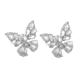 Healvian 1 Pair Butterfly Clip Earrings Rhinestone Ear for Women Non Pierced Lightweight Design Accessory for Casual Formal Occasions for Teen