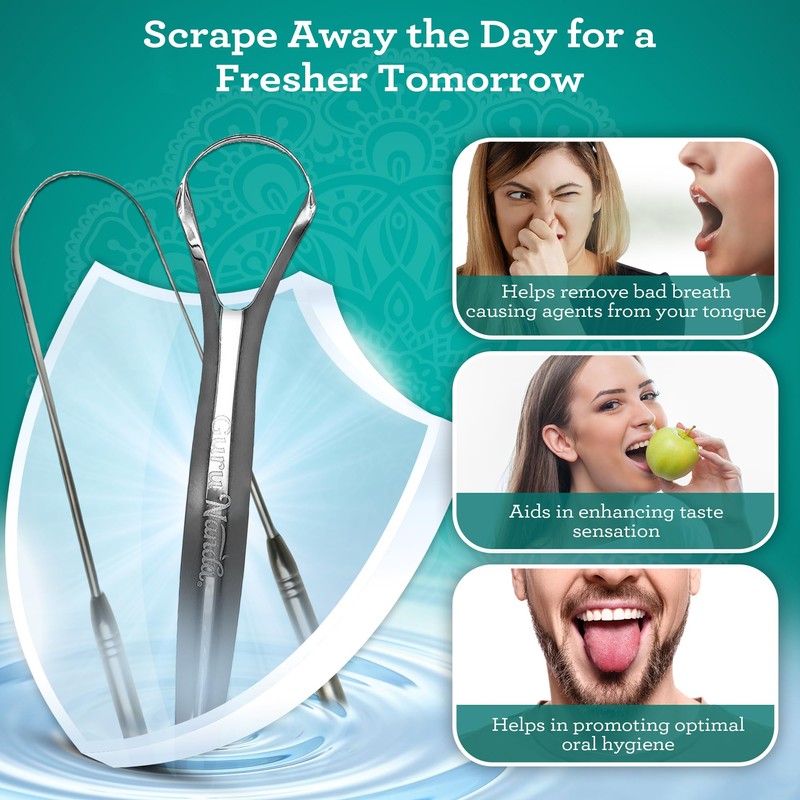 GuruNanda Spoon & U-Shaped Tongue Scraper Variety Pack (2 Pack)