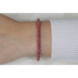 Echtes Rhodonit Edelstein Armband mit 4mm Perlen - verschiedene Längen - Heilstein Schutzstein Talisman Glücksbringer Geschenk (Rhodonit, 20CM)