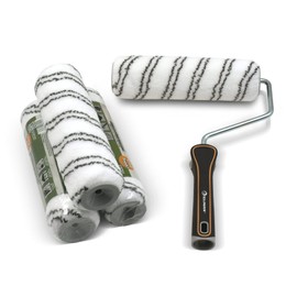 ROLLINGDOG 9" Paint Roller Set with 4 PC 1/2”(12mm) Nap Roller Covers for Painting Semi Smooth to Semi Rough Walls and Ceilings