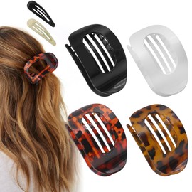 4 PCS Flat Hair Clips - Round Flat Claw Clips for Women and Girls - Strong Hold Grip French Hair Clips for Thick Thin Hair - Stylish Medium Classic Accessories Hair Barrettes (4PCS-Color-1)
