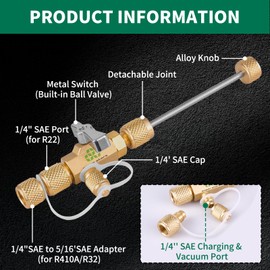Super Stars Valve Core Removal Tool – HVAC Tool with Dual Size SAE 1/4 inch & 5/16 inch Ports - Vacuum-Rated AC Schrader Valve Remover for R410A R22 R134A R32 Systems