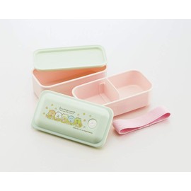 Skater PALW6AG Silver Ion Ag+ Bento Box, Antibacterial, Foldable, Serving Packing, Integrated Type, 2 Tiers, 19.4 fl oz (550 ml), Sumikko Gurashi Cat Kyodai