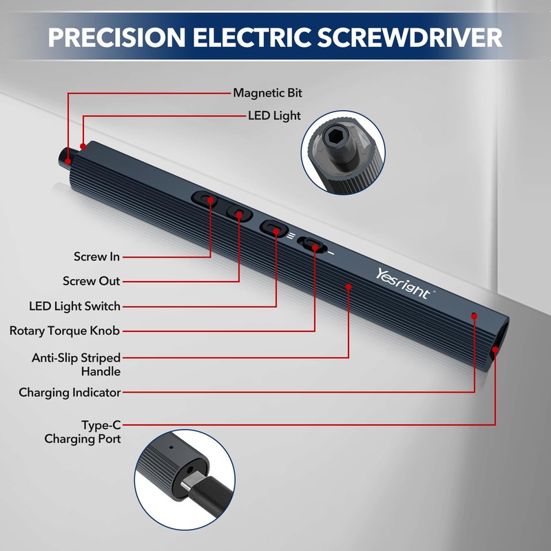 YesRight Mini Electric Screwdriver 155 in 1 Small Precision Screwdrivers