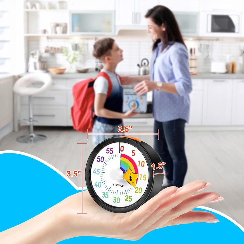 Secura 60-Minute Visual Timer with Rainbow Pattern, Classroom Timer and