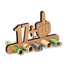 Giftota - Original Funny 18th Birthday Money Gift, Wood - 17 + 1 - Gift for 18th Birthday - Birthday Anniversary - Wooden Gifts - Gifts for Friends, Family