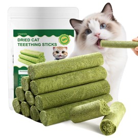 URPANDA 100g Cat Grass Teething Stick for Hairball Removal and Teeth Cleaning, Freeze Dried Cats Treats Snacks Natural Cat Grass Sticks Edible Cats Chew Stick, Sticks