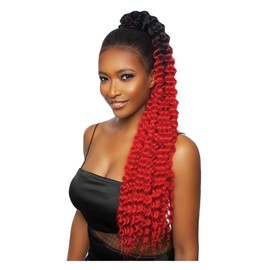 Mane Concept Mega Brazilian Human Hair Mix Crochet Ponytail - MBCP01 DEEP TWIST 30" (OMRED)