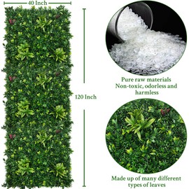 ODTORY Artificial Boxwood Panels,40'' x 120'' in(33.5 sqft) UV-Anti Fake Grass Ivy Privacy Hedge Greenery Backdrop Fence Wall Screen for Garden Fence Covering Privacy, Outdoor Indoor Home Decor