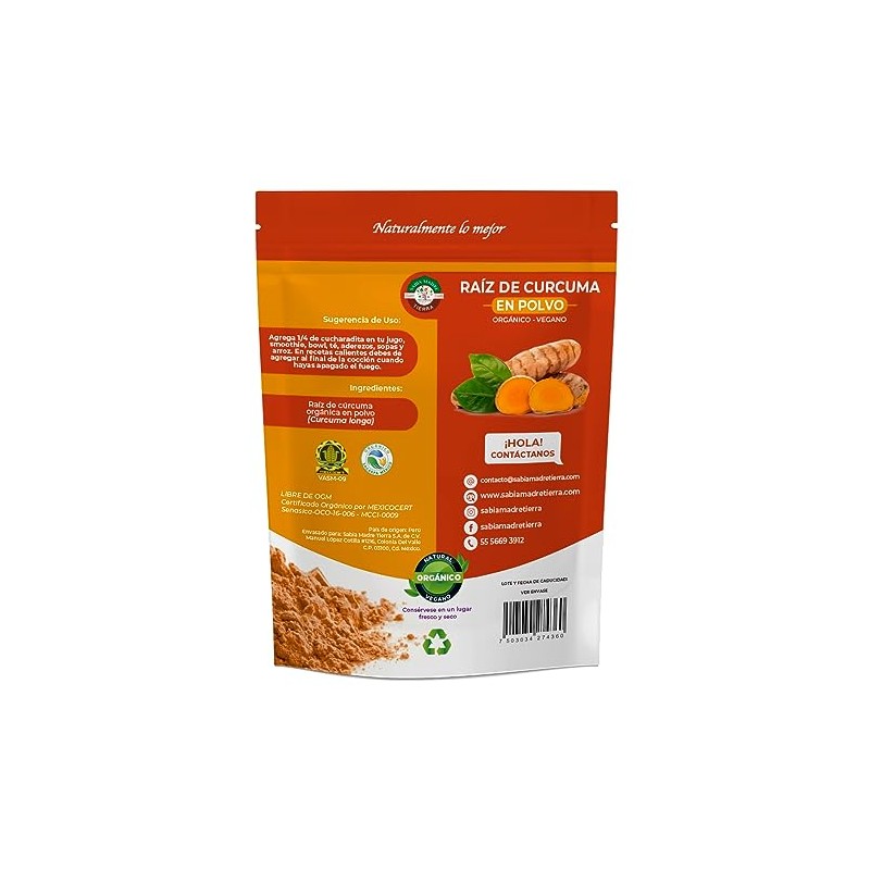 SABIA MADRE TIERRA - Cúrcuma Orgánica 250g- ANTIOXIDANTES