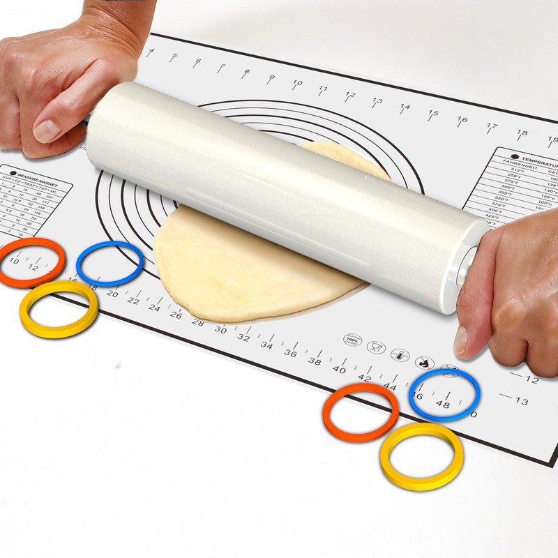 Mepple Marble Rolling Pin with Stainless Steel Handle for Fondant,