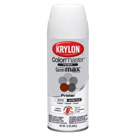 Krylon K05131507 ColorMaster Paint + Primer, Ultra Flat Primer, White, 12 oz.