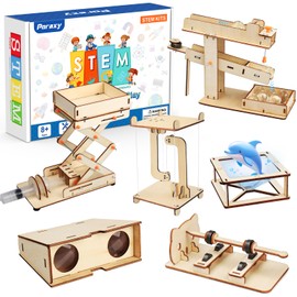 Poraxy 6 in 1 STEM Kits for Kids Age 8-10, Science Building Educational Experiment Projects 8-12, 3D Wooden Puzzles Crafts, Toys for Age 8-13, Gifts for Boys and Girls 6 7 8 9 10 11 12 13 Years Old