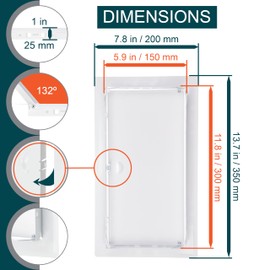 ECOPRO VENT 6" x 12" White Metal Access Panel. Service Shaft Door Panel. Plumbing, Electricity, Heating, Alarm Wall Access Panel for Drywall. Bathroom Services Access Hole Cover.