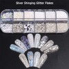 1 box 12 patterns silver holo glitter nail parts nail