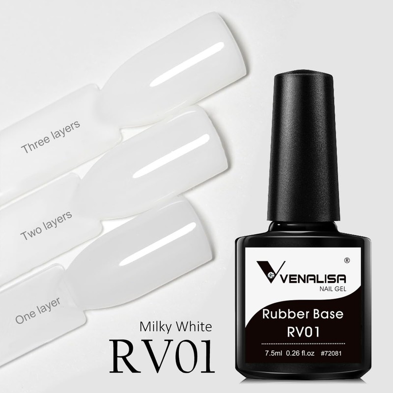 VENALISA Rubber Base Gel Polish, 1Pcs Milky White Rubber Gel