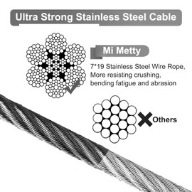 Tie Out Cable for Dogs, 20FT Dog Leads for Yard Chew Proof, Heavy Duty Dog Tie Out Cable for Large Dogs Up to 125lbs, Durable Dog Runner Tether Line for Outdoor,Yard and Camping