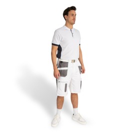 Axus Decor S-Tex Painter's Shorts - White Cargo Shorts, Triple Stitched, Shrink Resistant & Reflective Material for Visibility, Multiple Pockets - Ideal for Painter & Other Workwear (36 Inch / 92cm)