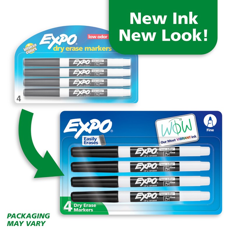 EXPO Low Odor Dry Erase Markers Fine Tip Black 4