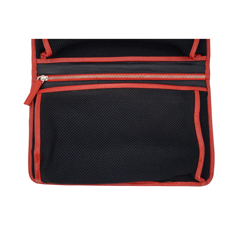 GERMANUS Tomke Toiletry Bag Makeup Bag Leather Red, red, Contemporary