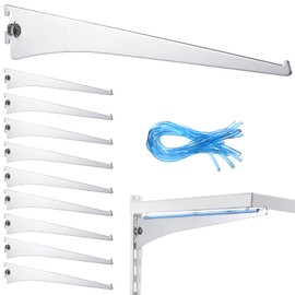 Gisafai 10 Pack Shelf Bracket Adjustable Shelving Brackets Single Track Twin Track System Metal Bracket for Shelving Shelf Standard Bracket for Stores Closet Kitchen (Silver, 12 Inch)