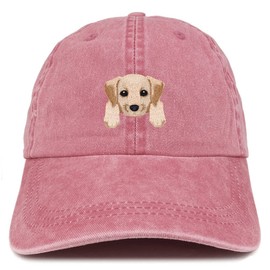Trendy Apparel Shop Labrador Retriever Patch Pigment Dyed Washed Baseball Cap - Burgundy